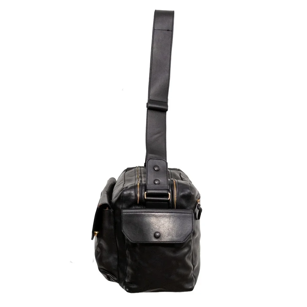 Vntg 1990s Bottega Veneta Dark Brown Leather Multi Pocket Messenger Shoulder Bag